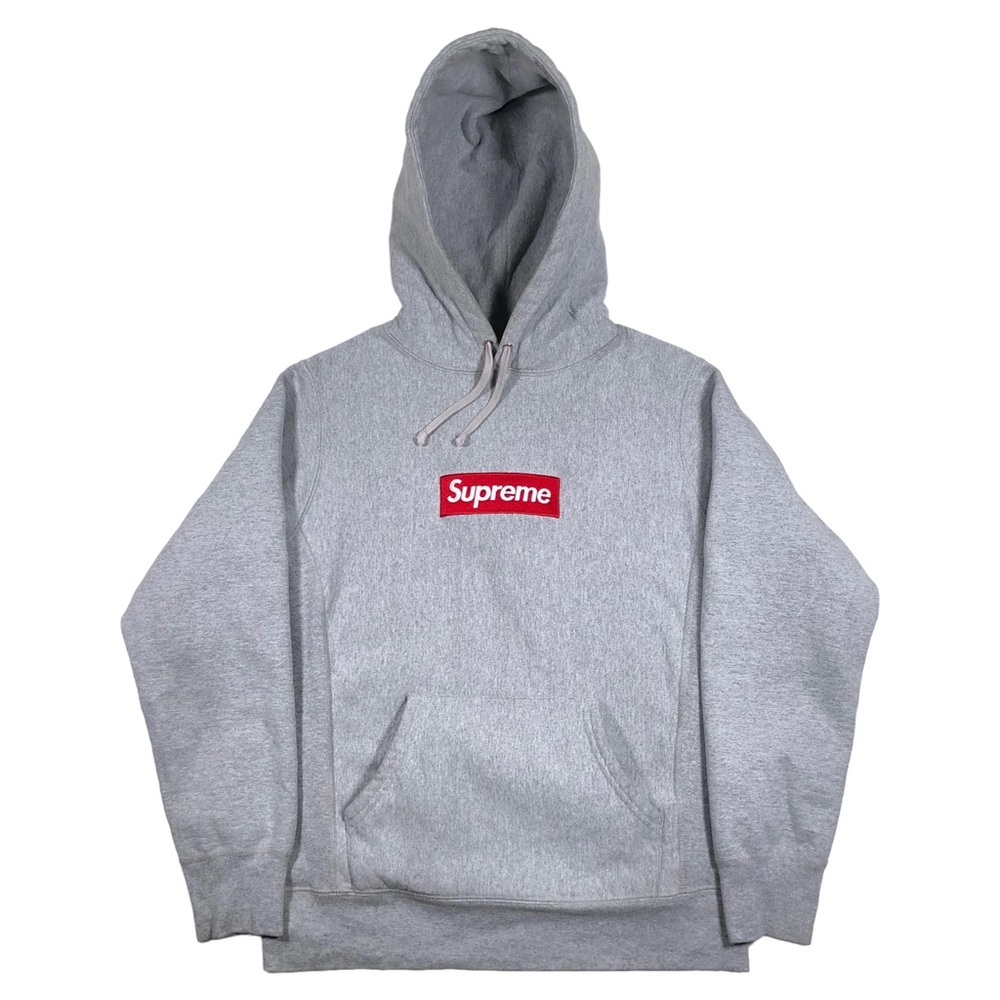 Supreme Light Gray Hoodie with Red Logo